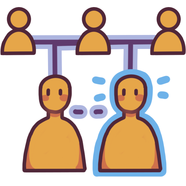 a pair of children who share one parent, and have a dotted line between them. One of them is highlighted in blue.